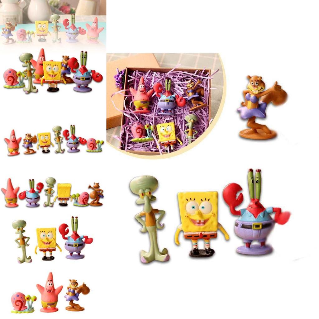 Adorabile Set di 6 Figure di Spongebob Squarepants Perfetto Per Collezionisti E Decorazione