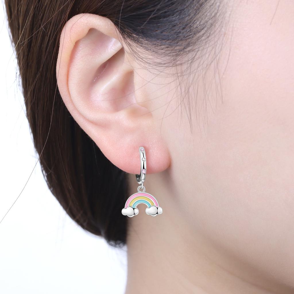 Orstarry 925 Silver Rainbow Cloud Lucky Symbol Drop Earrings Women Earrings Charm Fashion Versatile Party Jewelry Gifts