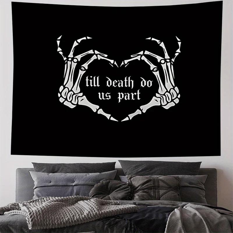 Темная клятва Скелетная рука Настенный гобелен Готический стиль Сочлененное сердце Эффект Декор спальни Тема Гобелен Рука Темной клятвы 74x94cm(29x37in)