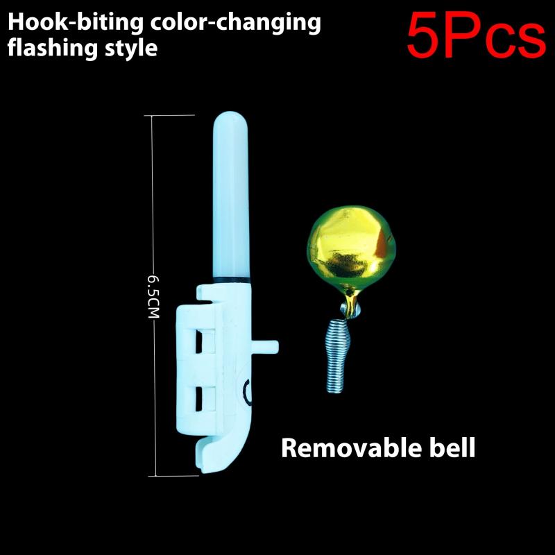5 Pcs Reusable Electronic Light Stick With Bell LED Fishing Alarms Set Accessories Fishing Electronic Rod Luminous Stick Light