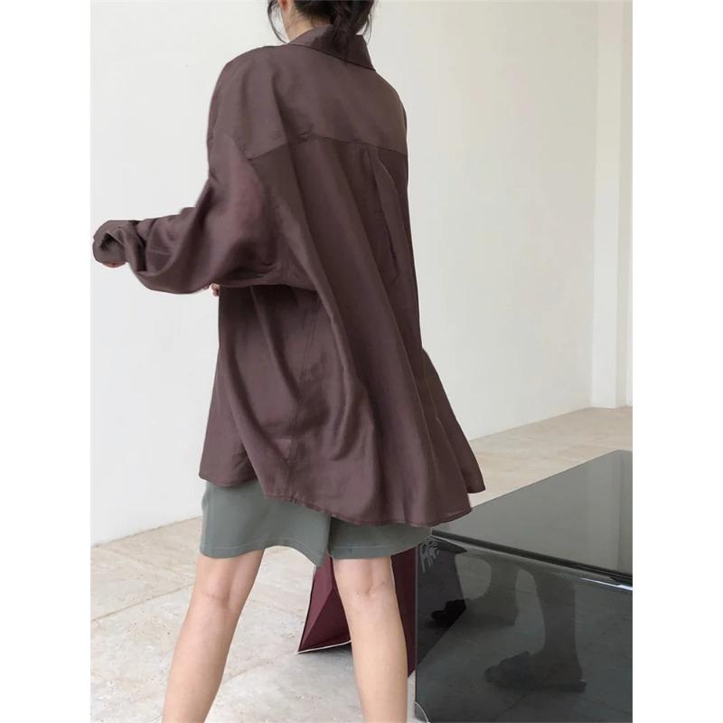 Summer Fashion Sunscreen Shirt Women Loose Thin Sagging Slightly Transparent Long Sleeve Top