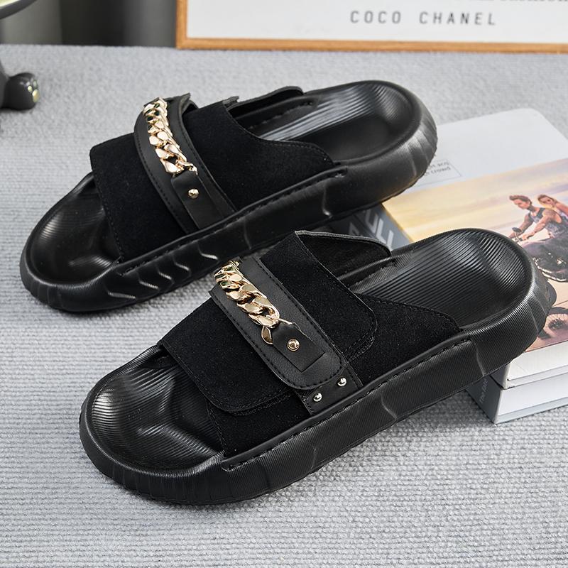 Fashion Fashion Men Slippers PVC Soft Sole Non-slip Slides Casual Outdoor Beach Flip Flops Home Bathroom Couples Slippers New Sandal