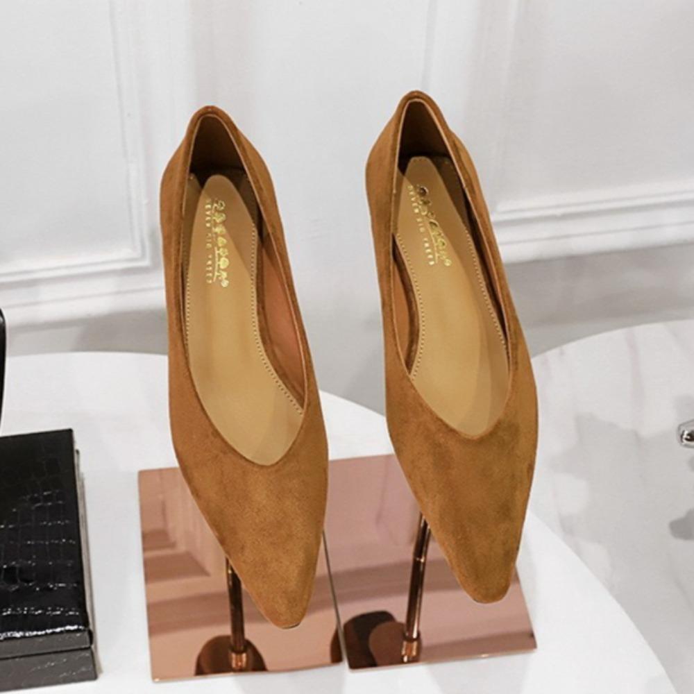 Elegant Woman Heeled Shoes Stylish Simple Women's Shoes Comfortable Suede Pointed Head Shallow Mouth Low Heel Single Shoes