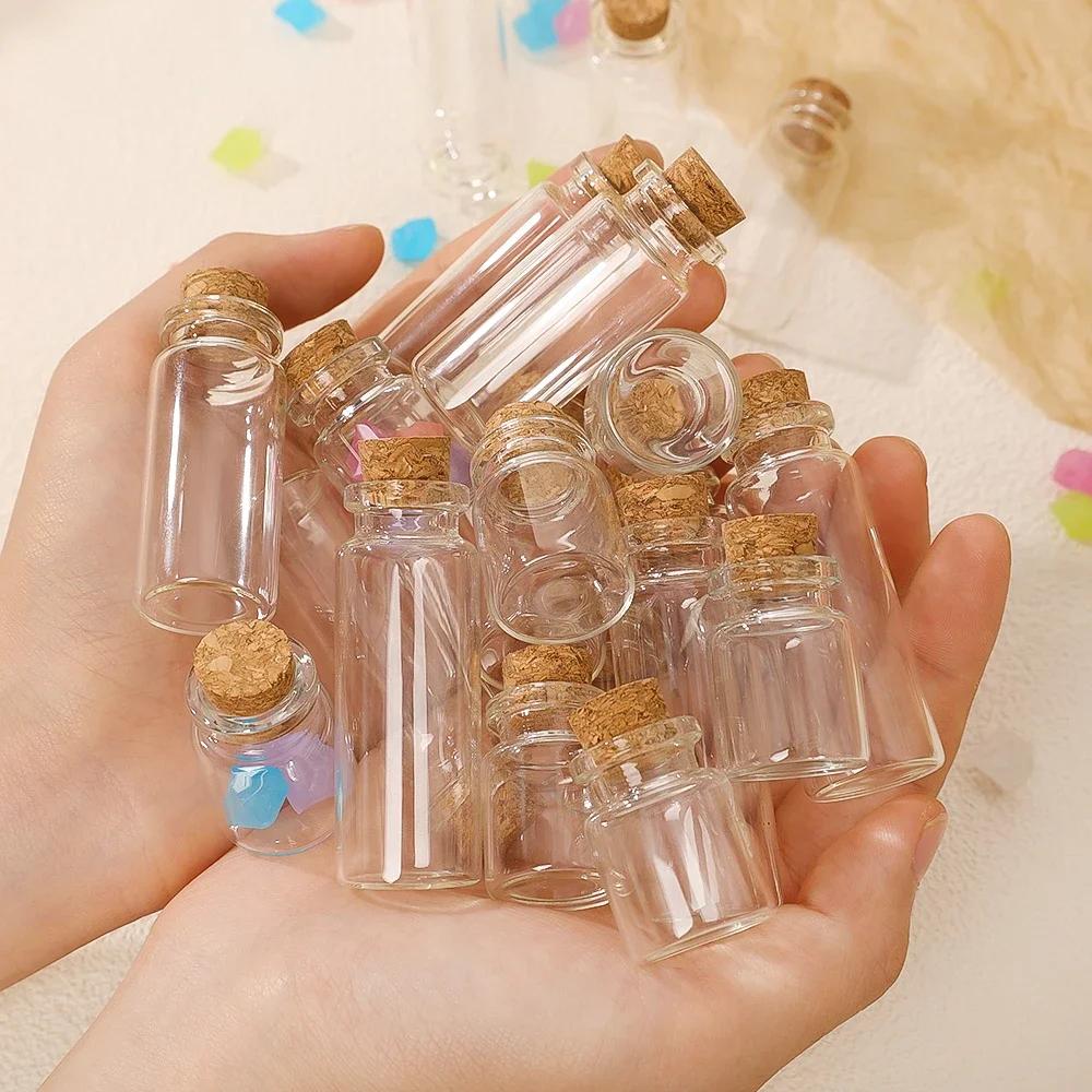 10Pcs Mini Clear Glass Bottles with Cork Stopper Wishing Drifting Bottles Wedding Party Decor DIY Craft Glass Spice Jars Vials