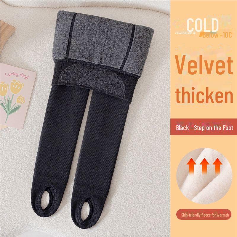 Girls' Velvet Winter Leggings: White, Cotton, Vertical Stripes, Warm, Thickened Nine-Point Children's Pantyhose