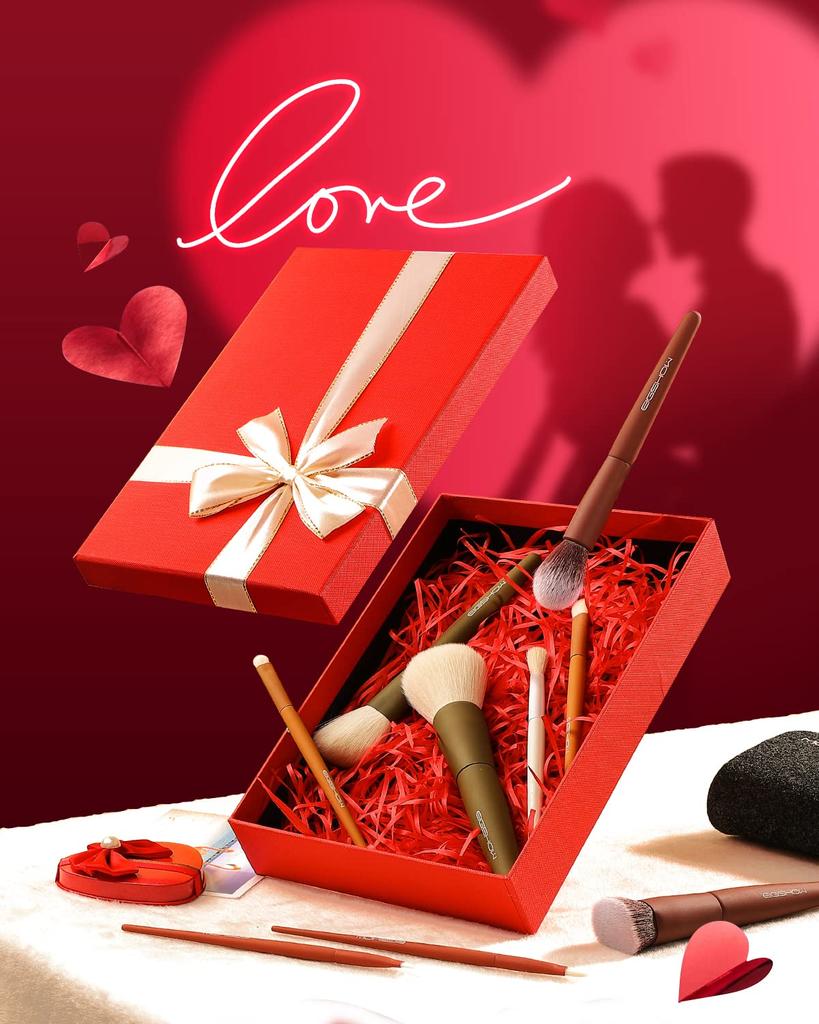 EIGSHOW Zestaw do makijażu Cieni do powiek Twarz Włókno Premium Super Zawiera Specjalne Pędzle, 9, Pędzel, Pędzel, Włosie, Miękki, Uroczy, Saszetka, Przenośny,