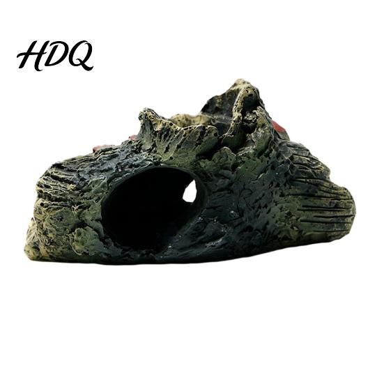 Resin Fish Cave Decaying Trunk Aquarium Hideout Betta Shelter with Multiple Holes