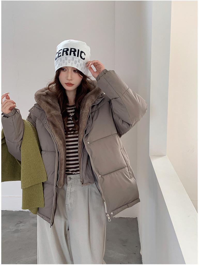 Fake two pieces of fluffy splicing bread clothes cotton-padded clothes for winter new loose thickened warm cotton clothes