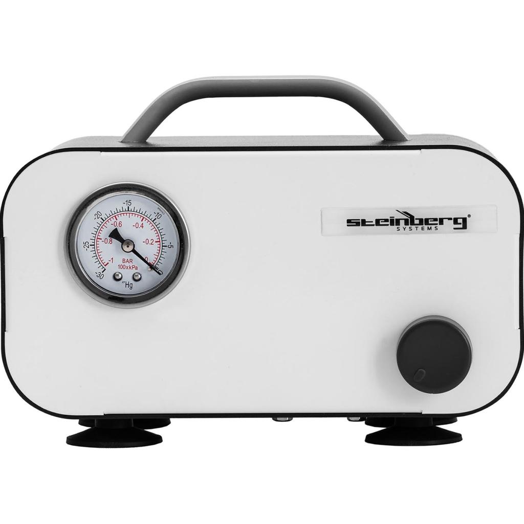 Laboratóriumi vákuumszivattyú manométerrel, olajmentes, 15 L/perc, 30 W