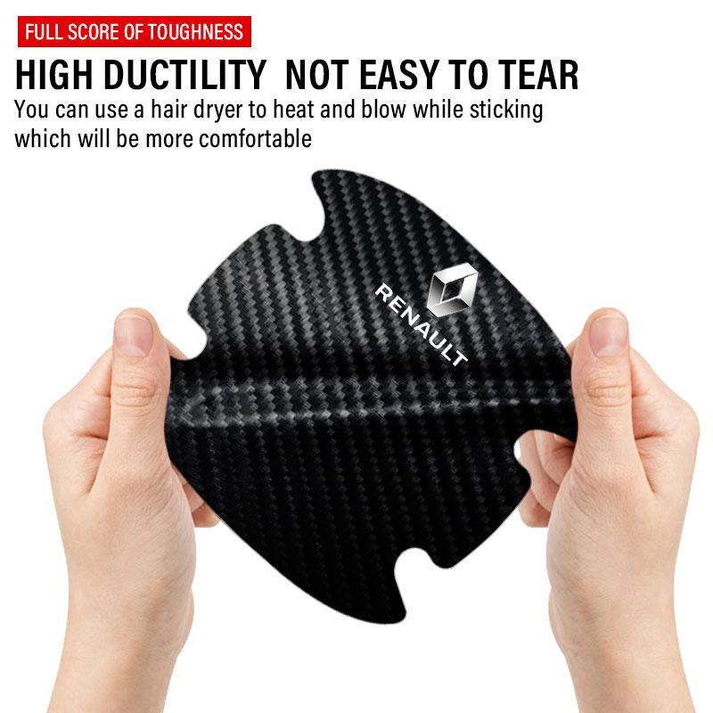 4 st Bilsidohandtagsskydd 3D-klistermärke Emblem Bildekoration För Renault Dacia Megane 1 2 3 4 CC Laguna 2 3 Coupe Clio 4 Laguna Logan