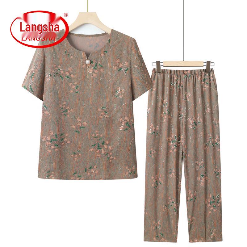 Women s Ice Silk Summer Two-Piece Set 4XL