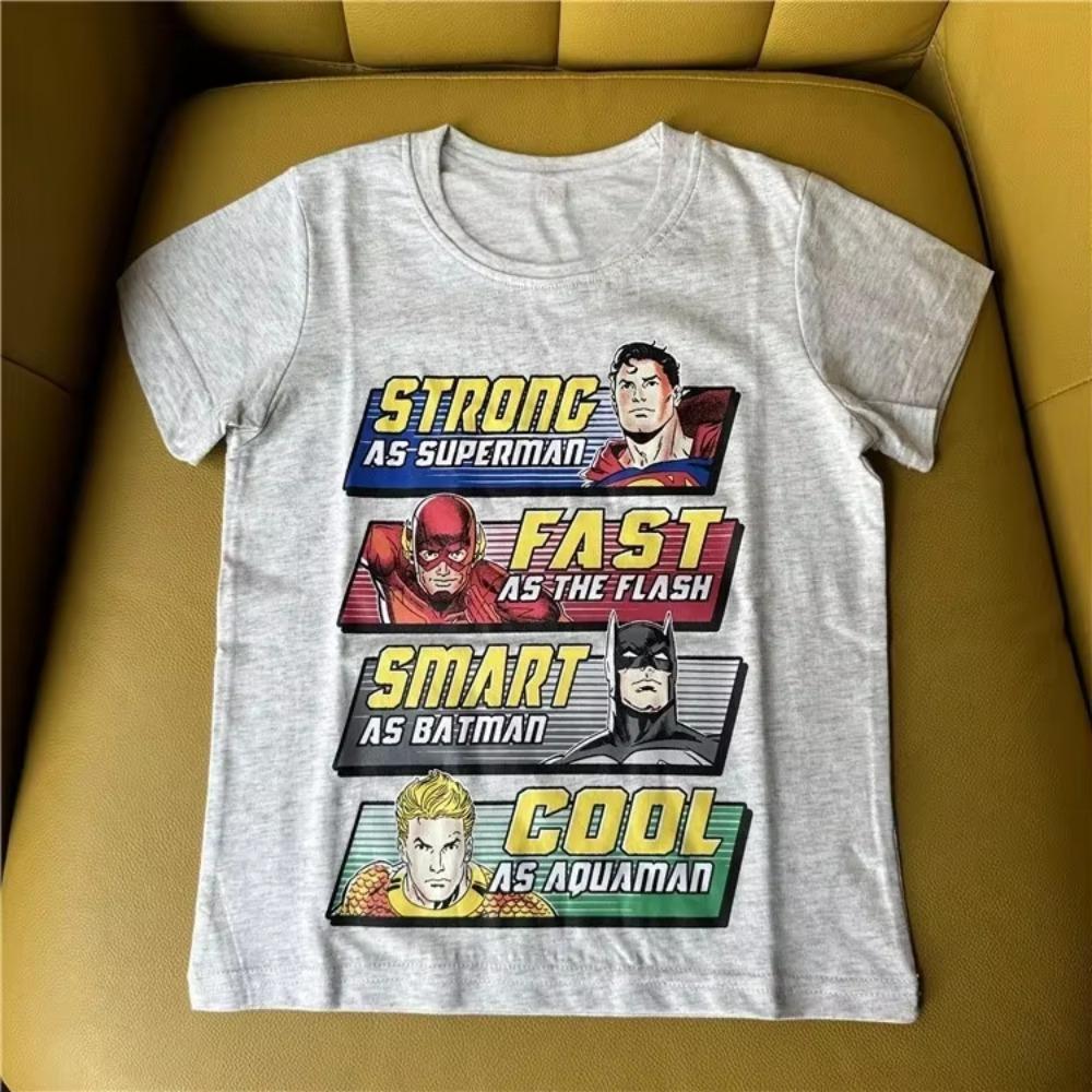 Japan  Hero Spider-Man Superman Boys Cotton T-Shirt Summer Cartoon Sweat Absorbing Children Short Sleeve Tide