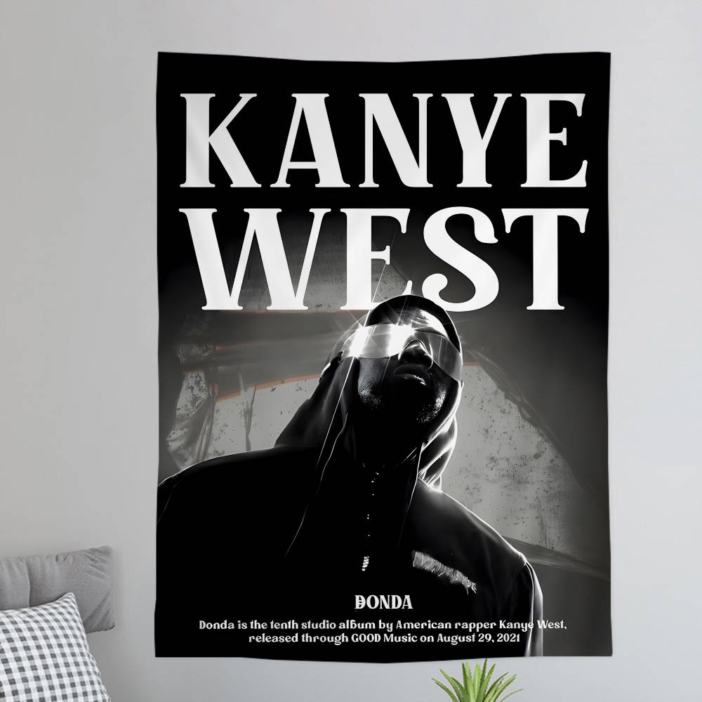 KKanye WWest YYe Rapper Anime Tapestry Hippie Flower Wall Carpets Dorm Decor Cheap Hippie Wall Hanging