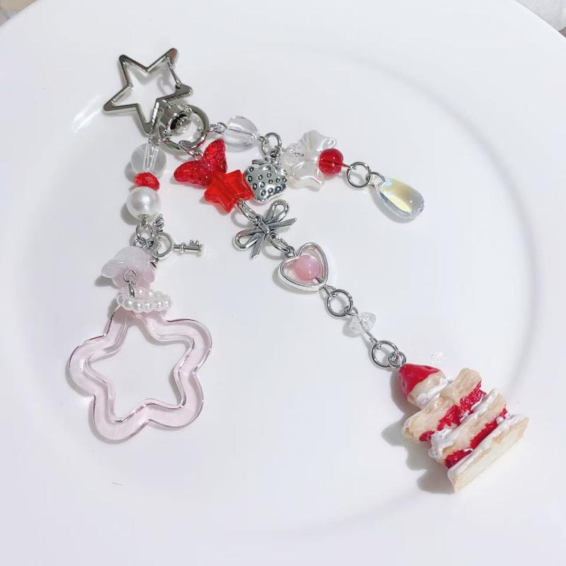 Cute Strawberry Cake Short Mobile Phone Lanyard Bag Pendant For Women  Versatile Keychain Backpack Decoration Gifts