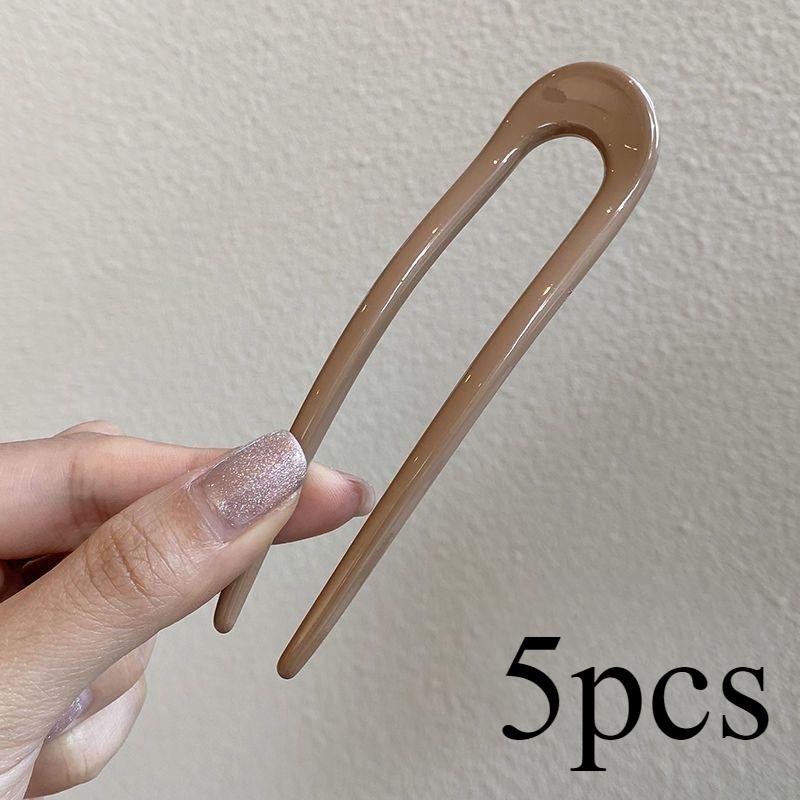 

Шарообразная головка Артефакт Шпилька для волос в китайском стиле Простая современная U-образная шпилька для женщин с волосами на затылке 5pcs хаки