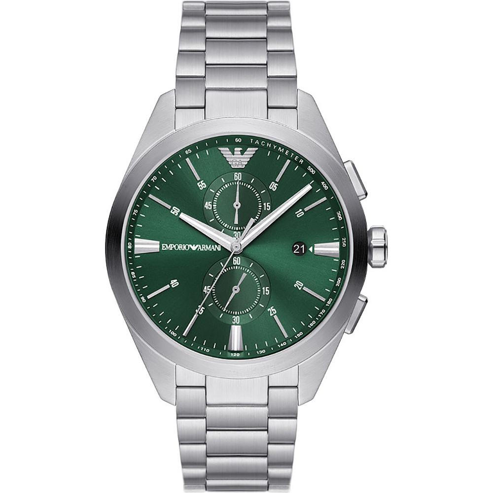 Emporio Armani Historical Collection Green Metal Silver Men s Quartz Chronograph Watch AR11480 зелёный
