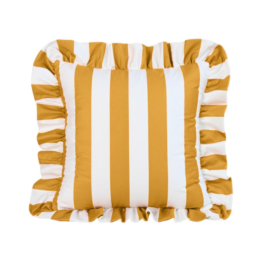 Striped Square Pillow Cover with Ruffled Edge Decorative Print for Living Room Sofa Home Decor Cushion Case 18x18 Inch