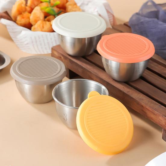 Salad Dressing Container 1.6oz Leakproof Airtight Dip Container with Lids Reusable Stainless Steel Condiment Cups for Lunch Boxes Picnics And Travel