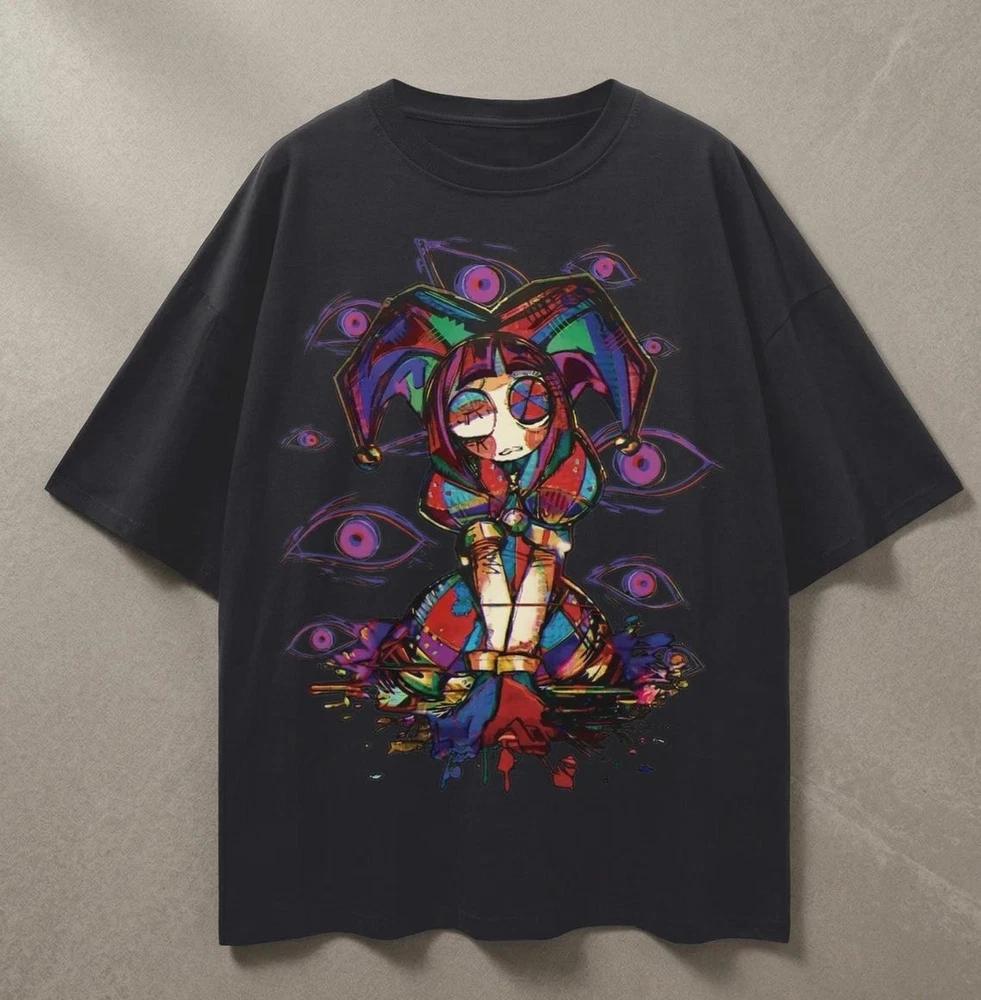 Pomni Tadc Abstraction Shirt Glitchcore Graphic Drop Shoulder Tee S