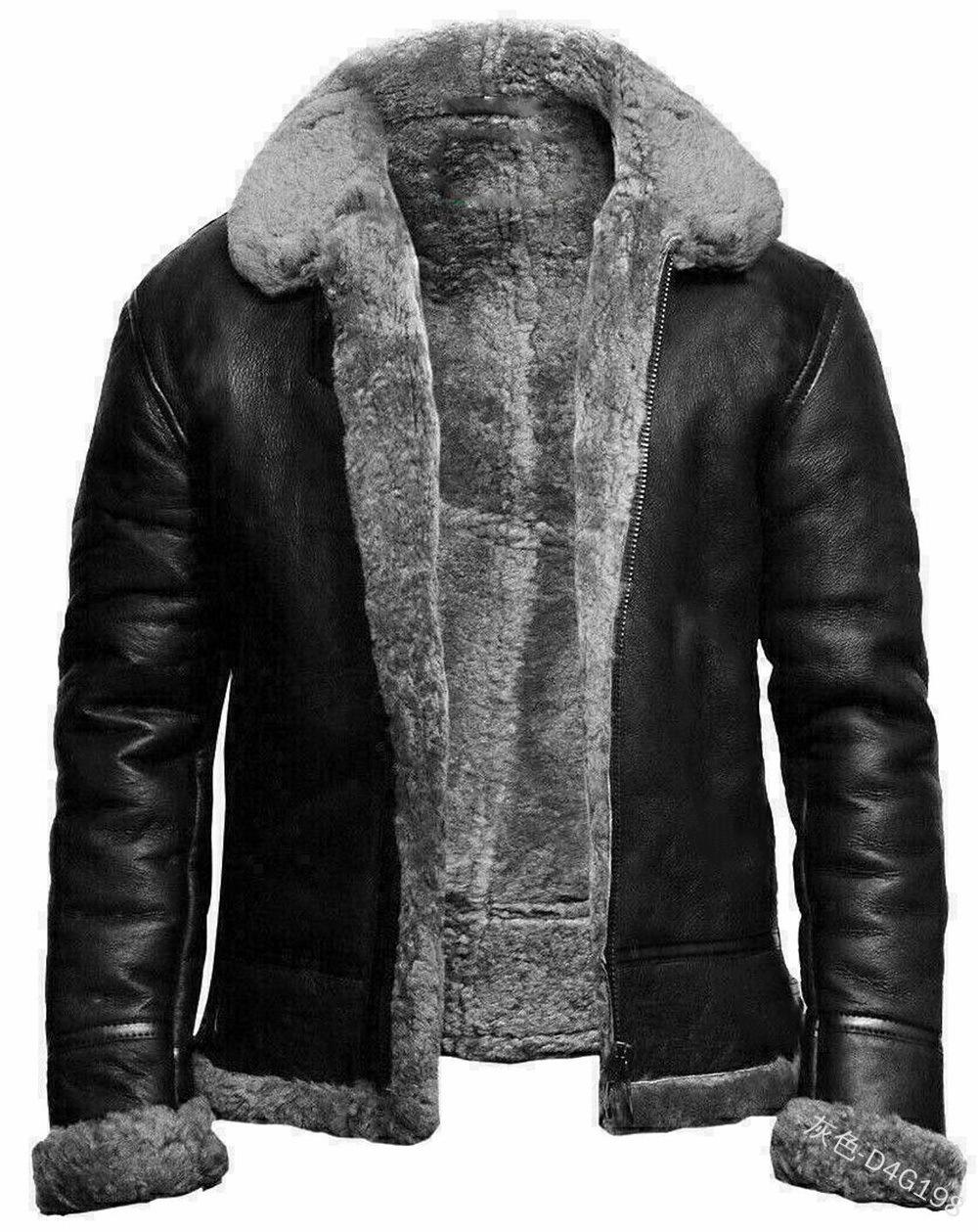 

New Arrival Men s Mid-Length Shearling Suede Jacket - Thick Fur, European & American Street Style M серый