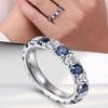 Exquisite Women's Thin Ring Full Paved Blue White Cubic Zirconia Simple Stylish Girls Promise Rings Wedding Party Jewelry