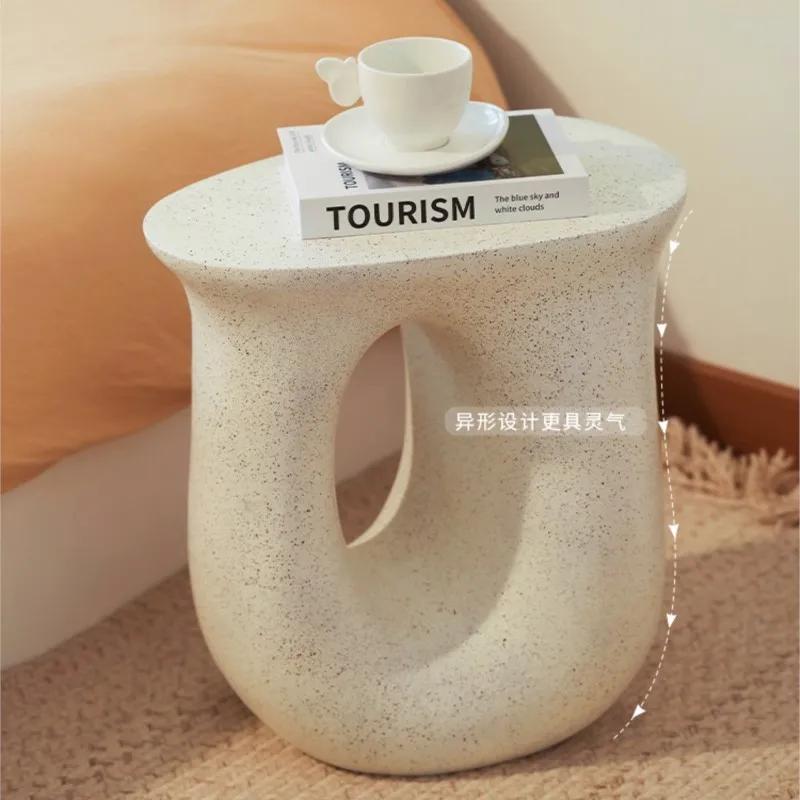 Creative Cream Bedside Small Side Table Bedrooms Living Room Sofa Coffee Table Light Luxury Simple Wabi Sabi  Minimalist