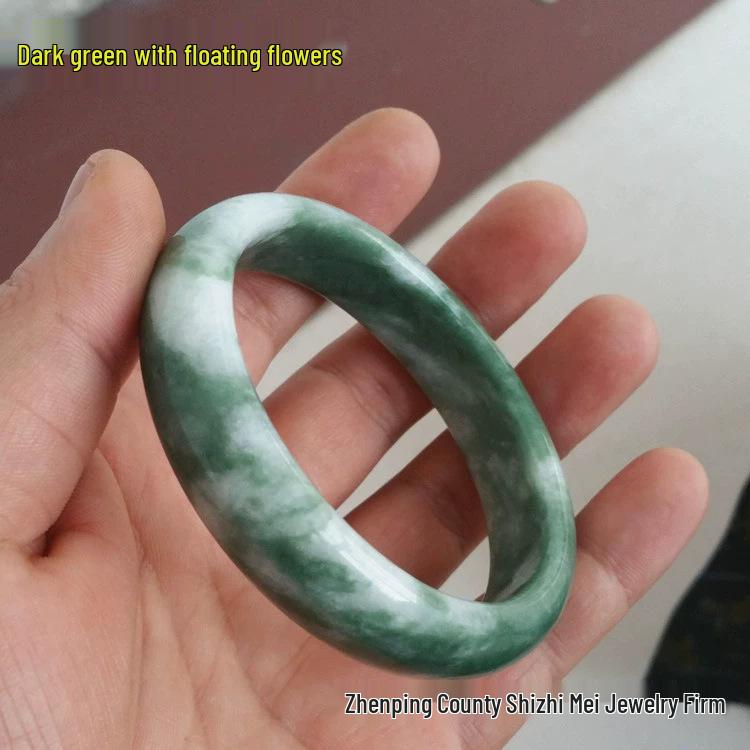 

Светло-зеленый плавающий цветок браслет из гуйчжоуского нефрита для женщин Inner Diameter 60-62mm