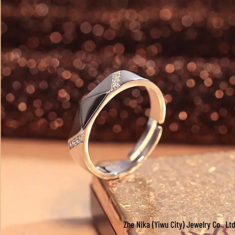 Luxury Adjustable Diamond Couple Wedding Ring - Elegant, Simple, Fashionable