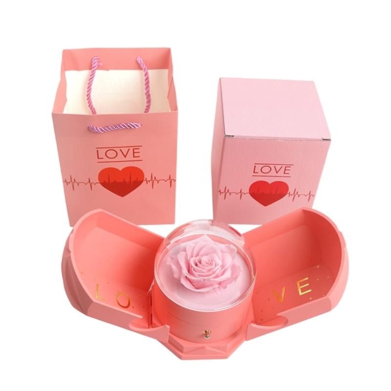 Forever Flower Jewelry Box Creative Flower Jewelry Box Necklace Storage Container for Wife's Special Occasion