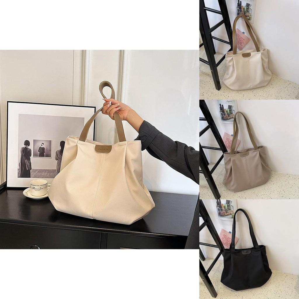Stylish Large Capacity Canvas Tote Bag For Women In Black White And Khaki Ideal For College Students