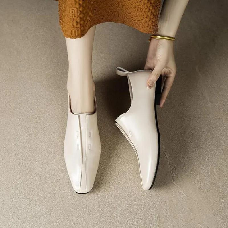 French Giant Soft Milk Shoes Deep Mouth Single Shoes Women's Flat Bottom 2025 Spring Autumn New Style Square Head Design