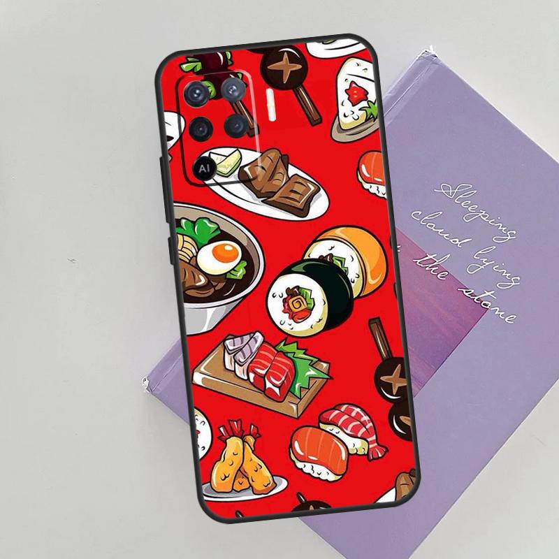 

Kawaii Sushi Pattern Phone Case For Oppo A74 A53 A54 A94 A15 A16 A17 A52 A72 A76 A96 A57S A58 A78 A98 Back Cover OPPO A9 2020