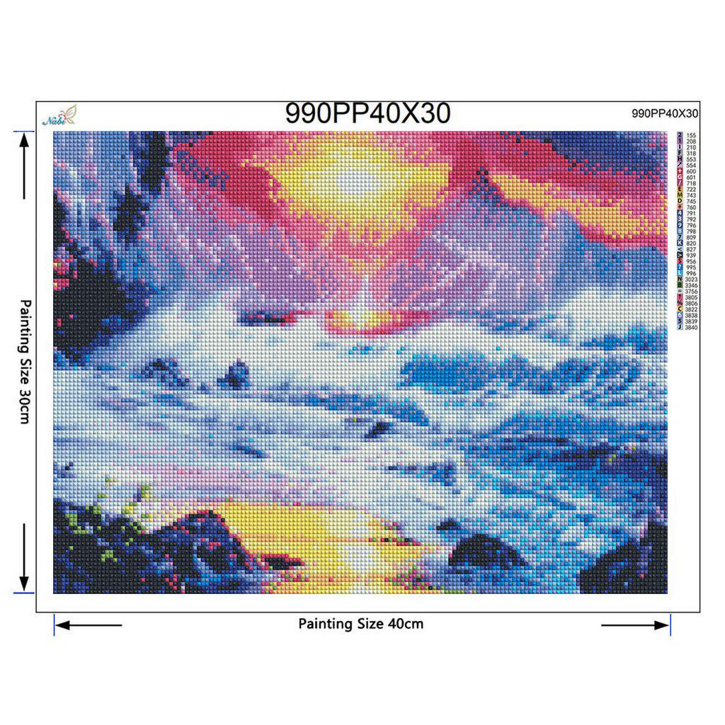 Seaside Diamond Embroidery Landscape Needlework Wall Art,Cross Rhinestone Picture Handmade Gift