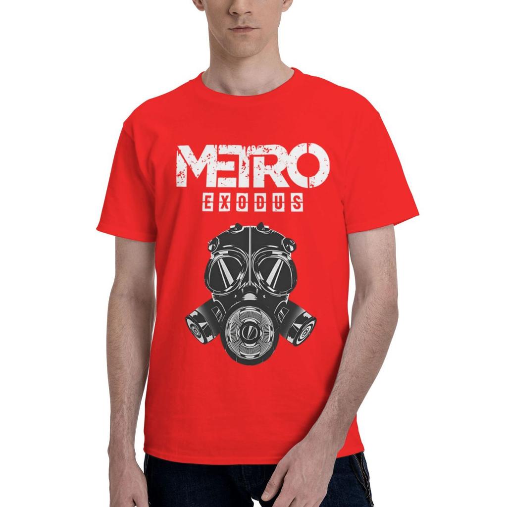 Metro Exodus Gas Mask Print 100 Cotton Casual Breathable Confortable Manga High End Mens Clothing Clothes Men