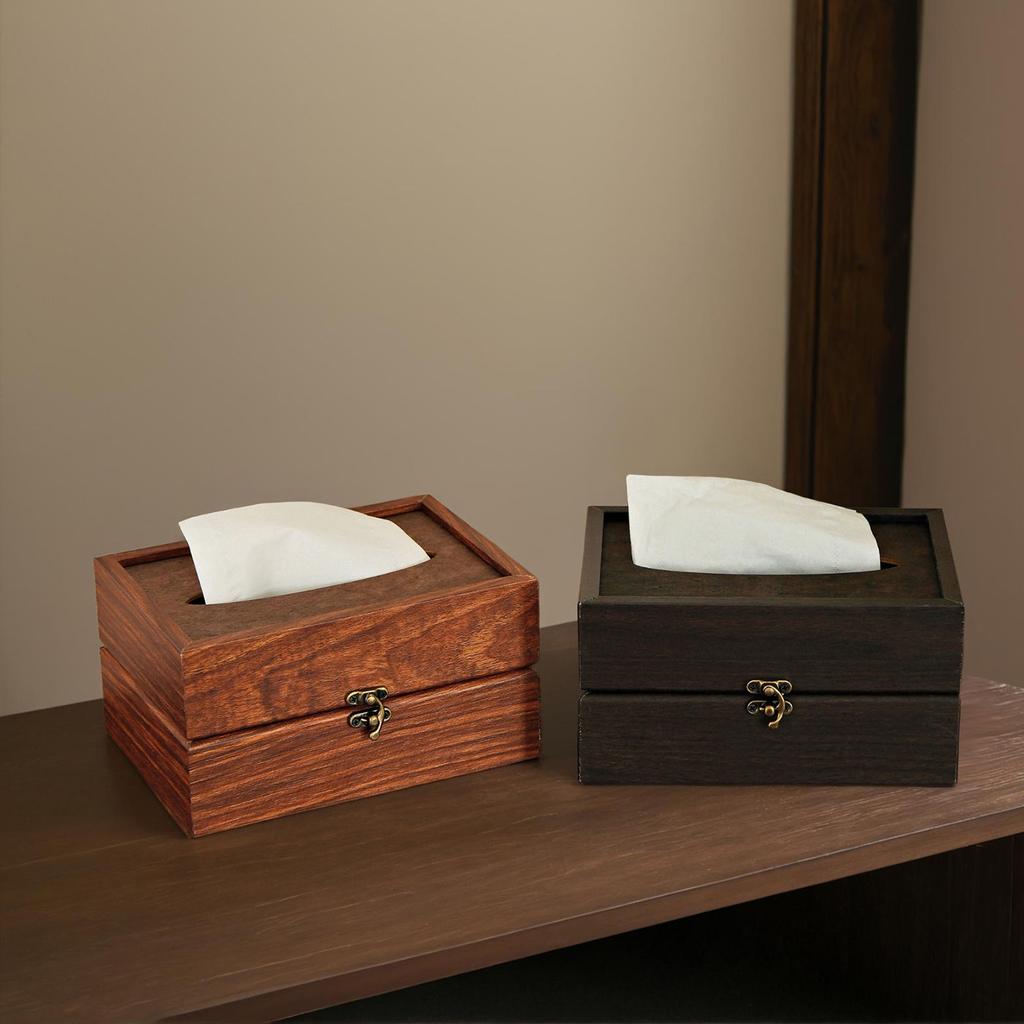 Vintage Wooden Tissue Box HomePaper Box Dining Table Decoration Tissue Case Kitchen Countertop Tissue Storage Napkin Boxes Gifts