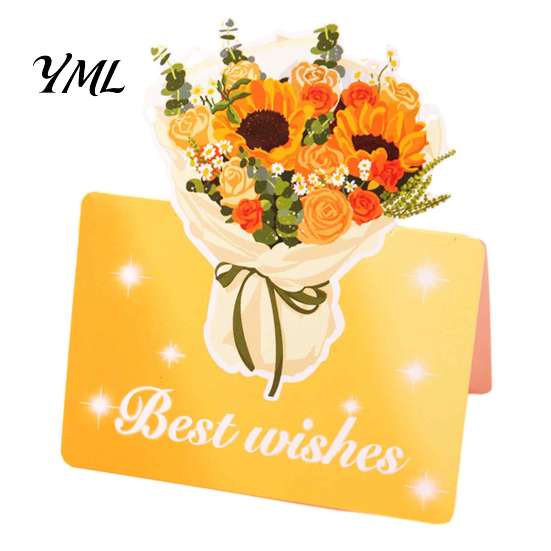 Floral Bouquet Greeting Card 10Pcs 3D Flower Thank You Card, Best Wishes Note Cards Appreciation Gifts for Anniversary, Mother's Day, Teachers'