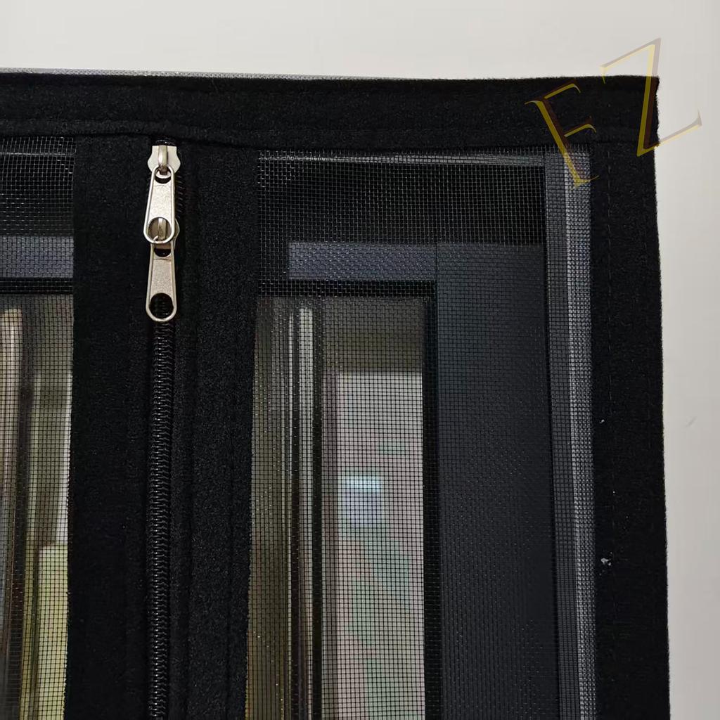 Latest double zipper side opening mosquito proof screen window for indoor use, customizable size, non porous self-adhesive