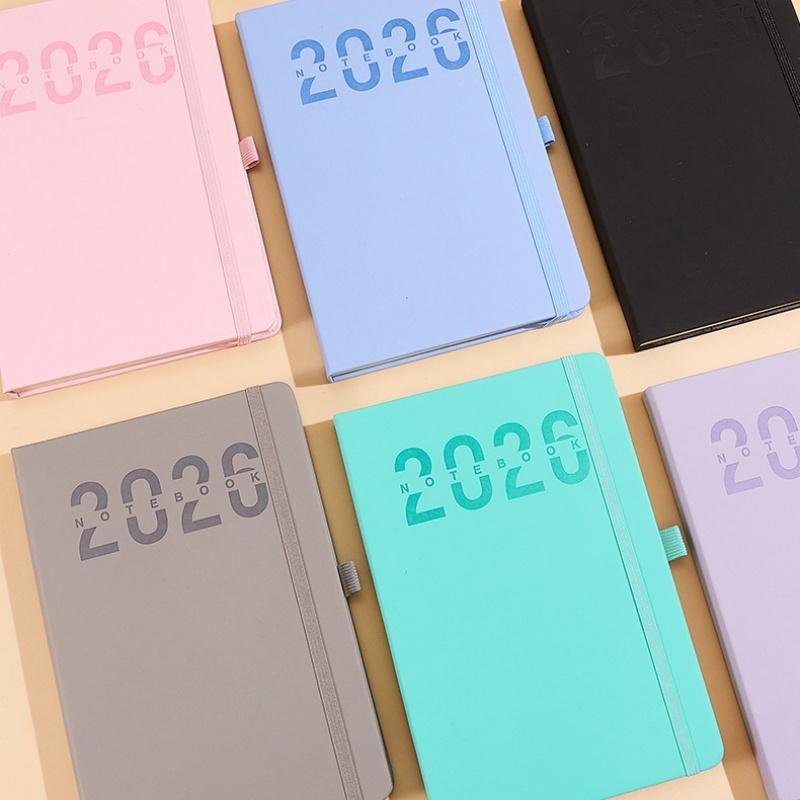 1 st Dagbok i Läder 336 Sidor 2026 Daglig Månatlig Planerare Med Färgglada Månadsmärken Hårdband Daterad För Daglig Planering