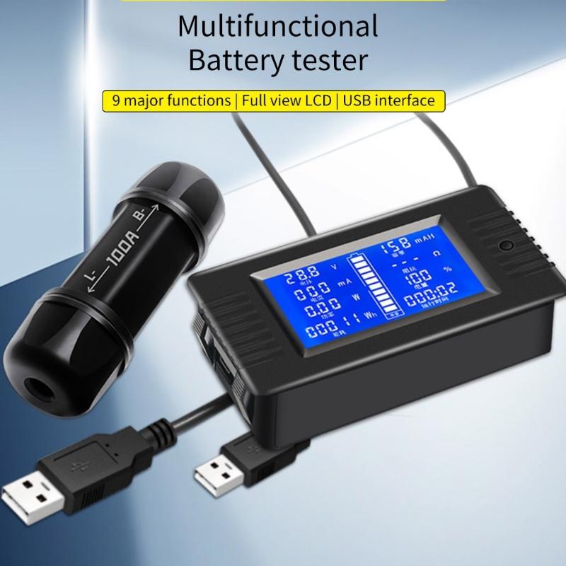 8-120V Batterietester Batterieleistungsdetektor Monitor Diagnosetester Stromverbrauchsanalysegerät LCD-Anzeige