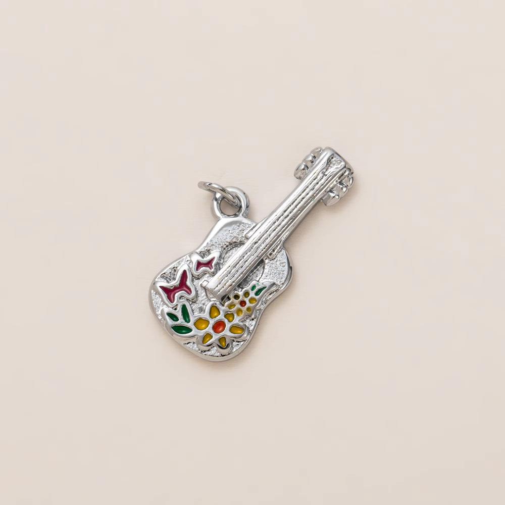 Yori 2Pcs DIY Stainless Steel Bags Guitar Pendants Accessories for Jewelry Charm Wholesale Vacuum Electroplating 18K Gold Color