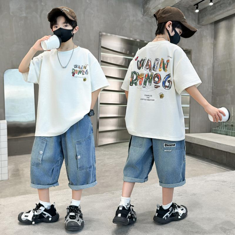 Boys' Summer Outfit Short-Sleeved T-Shirt Set