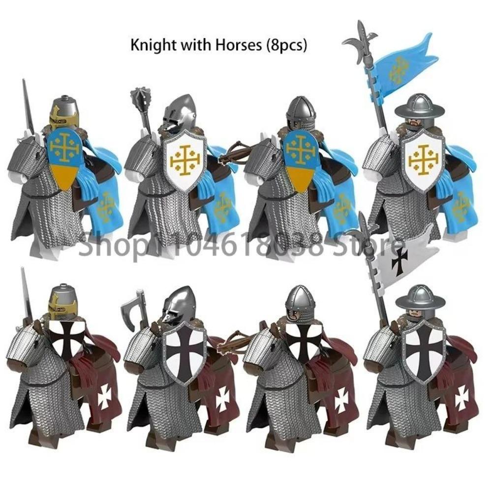 Zielony Smok Rycerze Kruk Tarcza Figurki Akcji MOC Średniowieczni Starożytni Rycerze Scena Klocki Kreatywne Zabawki dla Dzieci