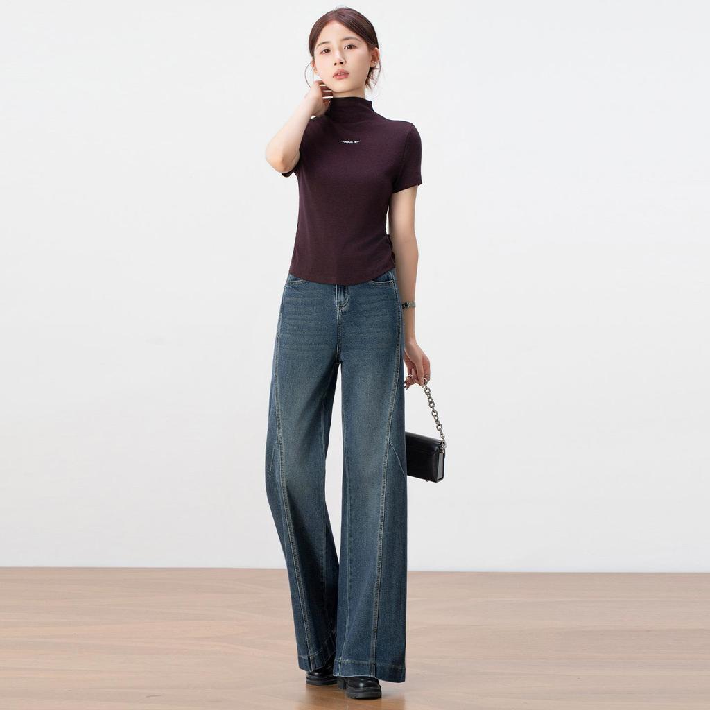 Women's Retro High-Waist Wide-Leg Jeans - Autumn 2025 Collection, Loose Fit, Slimming, Straight-Leg, Floor-Length, Micro Flare.