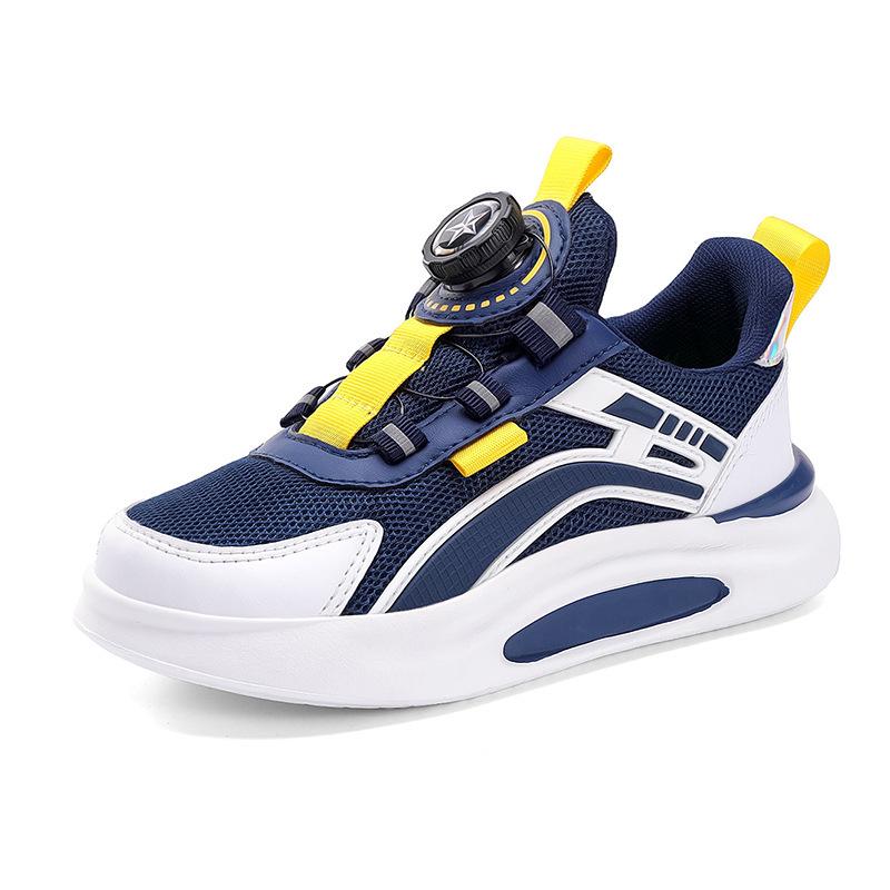 Children's Breathable Mesh Sports Shoes with Rotating Button for Spring/Summer 2024
