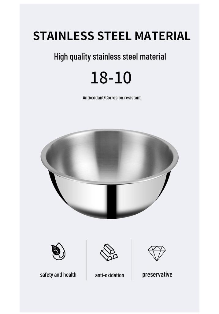 304 Stainless Steel Multi-Purpose Kitchen Bowl Set: Mixing & Seasoning Jar, Deep Soup Pot, Dough Kneading Basin