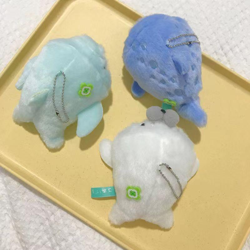 Adorable Plush Whale And Penguin Keychain Soft Fluffy Animal Toy Gift