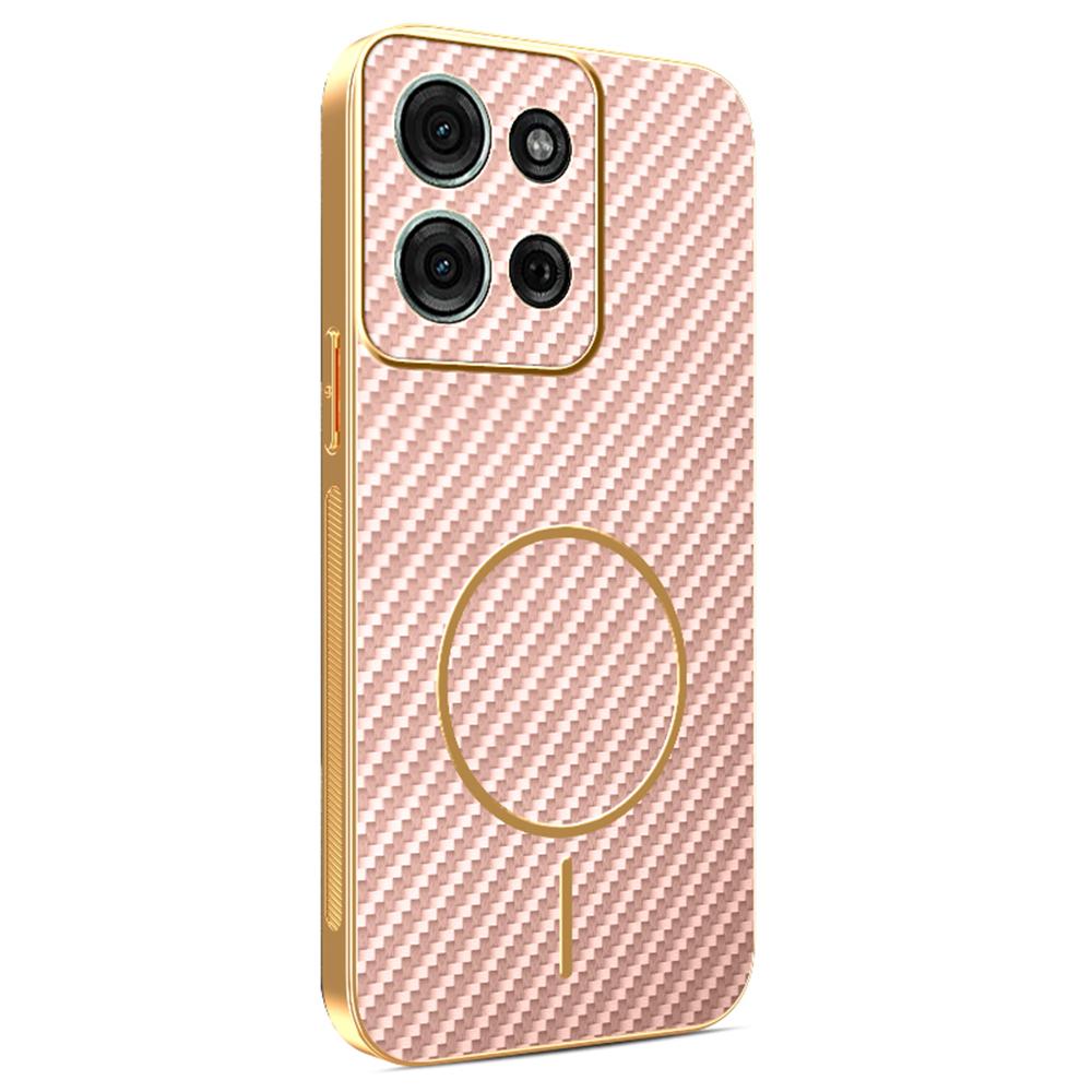 For Motorola Moto G75 5G Phone Case Carbon Fiber Textured Electroplated TPU Back Cover