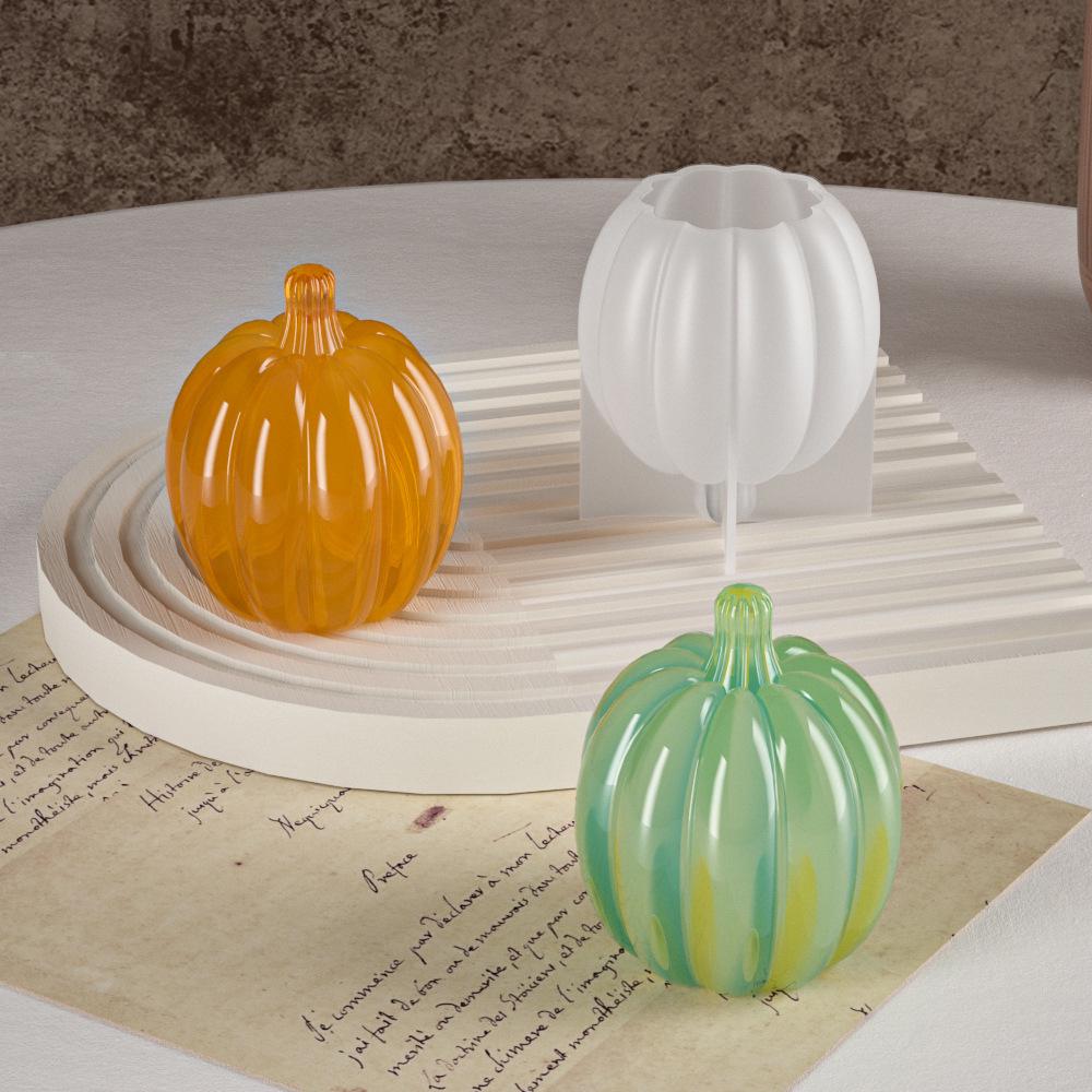 Poppy Crystal Epoxy Pumpkin Candle Ornament Silicone Mold - DIY Halloween Series