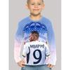 Spring and Autumn Round Neck 3D Football Star Kylian Mbappé Pattern Printed Top Fashionable Casual Long Sleeved Children's Boy T-shirts