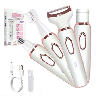 Vier-in-Eins USB-wiederaufladbarer Elektrorasierer für Frauen für Beine, Achseln und Intimbereich